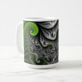 Fantasy World Green and Grey Abstract Fractal Art Koffiemok