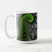 Fantasy World Green and Grey Abstract Fractal Art Koffiemok (Links)