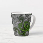 Fantasy World Green and Grey Abstract Fractal Art Latte Mok (Rechterhoek)