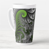 Fantasy World Green and Grey Abstract Fractal Art Latte Mok (Linkerhoek)