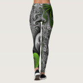 Fantasy World Green and Grey Abstract Fractal Art Leggings (Achterkant)