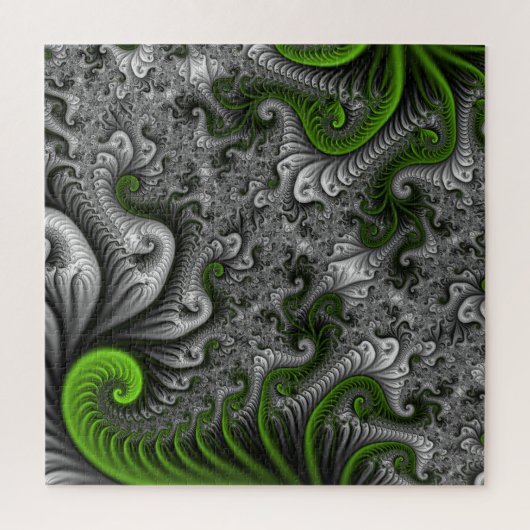 Fantasy World Green and Grey Abstract Fractal Art Legpuzzel (Verticaal)