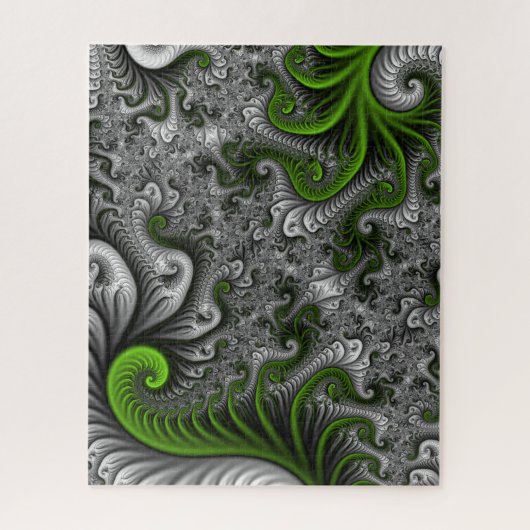 Fantasy World Green and Grey Abstract Fractal Art Legpuzzel (Verticaal)