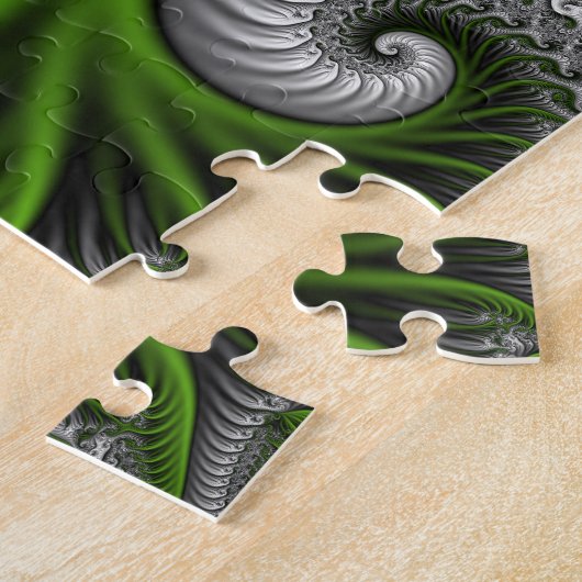 Fantasy World Green and Grey Abstract Fractal Art Legpuzzel (Zijkant)