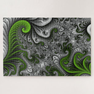 Fantasy World Green and Grey Abstract Fractal Art Legpuzzel