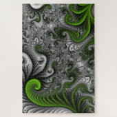 Fantasy World Green and Grey Abstract Fractal Art Legpuzzel (Verticaal)