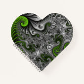 Fantasy World Green and Grey Abstract Fractal Art Notitieboek (Voorkant)