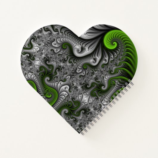 Fantasy World Green and Grey Abstract Fractal Art Notitieboek (Achterkant)