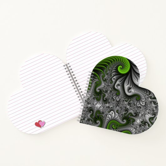 Fantasy World Green and Grey Abstract Fractal Art Notitieboek (Binnen)