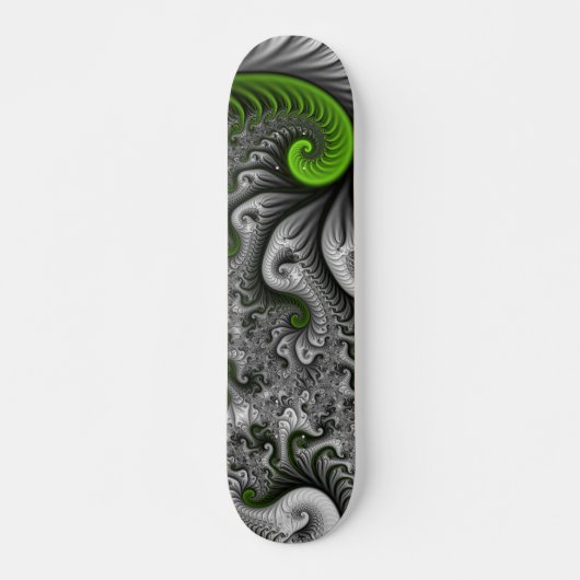 Fantasy World Green and Grey Abstract Fractal Art Persoonlijk Skateboard (Voorkant)