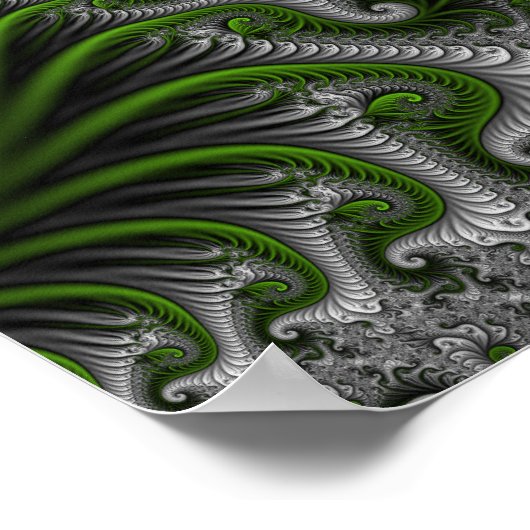 Fantasy World Green and Grey Abstract Fractal Art Poster (Hoek)