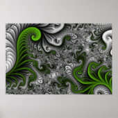 Fantasy World Green and Grey Abstract Fractal Art Poster (Voorkant)