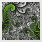 Fantasy World Green and Grey Abstract Fractal Art Raamsticker (Vel)
