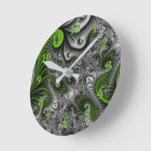 Fantasy World Green and Grey Abstract Fractal Art Ronde Klok (Hoek)
