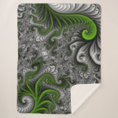 Fantasy World Green and Grey Abstract Fractal Art Sherpa Deken (Voorkant)