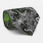 Fantasy World Green and Grey Abstract Fractal Art Stropdas (Opgerold)