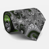 Fantasy World Green and Grey Abstract Fractal Art Stropdas (Opgerold)