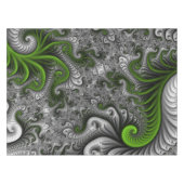 Fantasy World Green and Grey Abstract Fractal Art Tafelkleed (Voorkant (Horizontaal))