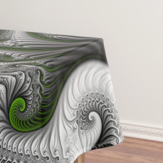 Fantasy World Green and Grey Abstract Fractal Art Tafelkleed (Voorbeeld)