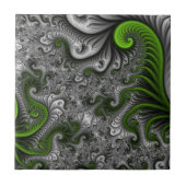 Fantasy World Green and Grey Abstract Fractal Art Tegeltje (Voorkant)