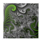 Fantasy World Green and Grey Abstract Fractal Art Tegeltje (Voorkant)