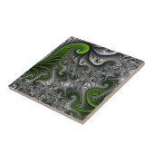 Fantasy World Green and Grey Abstract Fractal Art Tegeltje (Zijkant)