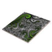 Fantasy World Green and Grey Abstract Fractal Art Tegeltje (Zijkant)