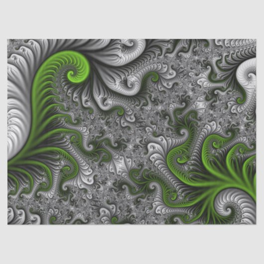 Fantasy World Green and Grey Abstract Fractal Art Tissuepapier (Voorkant)