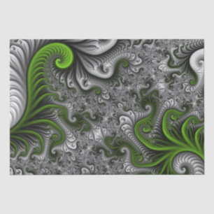 Fantasy World Green and Grey Abstract Fractal Art Tissuepapier