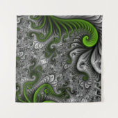 Fantasy World Green and Grey Abstract Fractal Art Wandkleed (Voorkant (horizontaal))