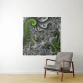 Fantasy World Green and Grey Abstract Fractal Art Wandkleed (In situ)