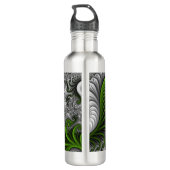 Fantasy World Green and Grey Abstract Fractal Art Waterfles (Achterkant)