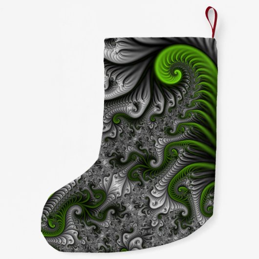 Fantasy World Green Grey Abstract Fractal Art Name Kleine Kerstsok (Achterkant)