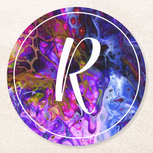 Fantasy World Monogram Ronde Kartonnen Onderzetter (Voorkant)