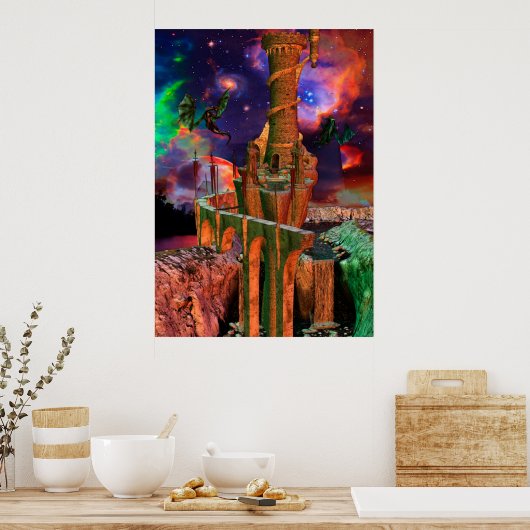 Fantasy Worlds Dragon Fantasy Art Poster (Keuken)