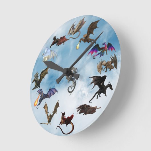 Fantasy Wyvern Dragon Lover  Ronde Klok (Hoek)