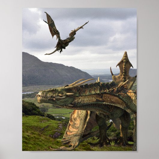 Fantasy Wyvern Flying Dragon Realistic Monster Poster (Voorkant)