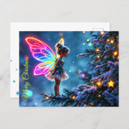 Fantasy Xmas fee sneeuwboom vakantie lichten Briefkaart