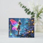 Fantasy Xmas fee sneeuwboom vakantie lichten Briefkaart (Staand voorkant)