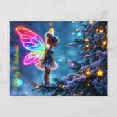 Fantasy Xmas fee sneeuwboom vakantie lichten Briefkaart (Voorkant)