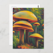 Fantasy Yellow Mushrooms Briefkaart (Voorkant / Achterkant)