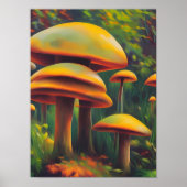 Fantasy Yellow Mushrooms Poster (Voorkant)