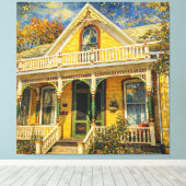 Fantasy Yellow Victorian House Canvas Afdruk (Insitu (Houten vloer))