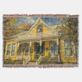 Fantasy Yellow Victorian House Deken