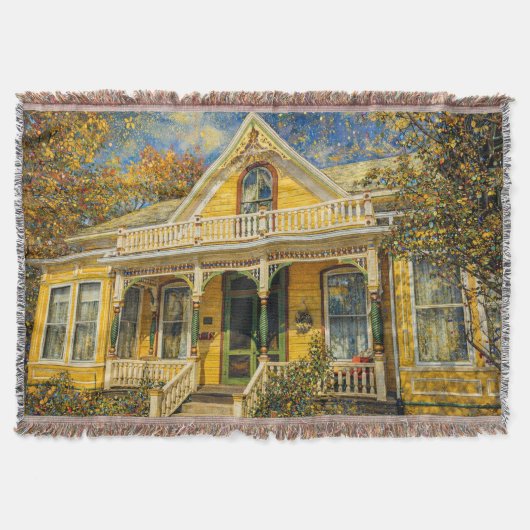 Fantasy Yellow Victorian House Deken (Voorkant)