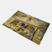 Fantasy Yellow Victorian House Deurmat (Schuin)
