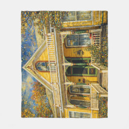 Fantasy Yellow Victorian House Fleece Deken