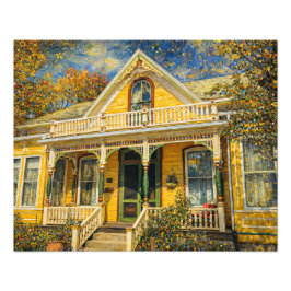 Fantasy Yellow Victorian House Foto Afdruk