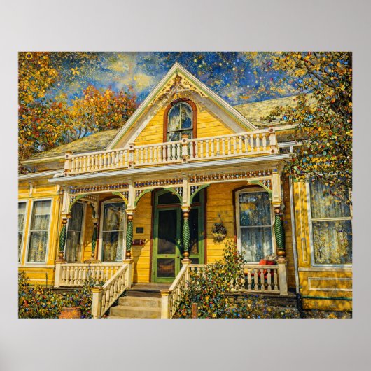Fantasy Yellow Victorian House Poster (Voorkant)