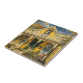 Fantasy Yellow Victorian House Tegeltje (Zijkant)